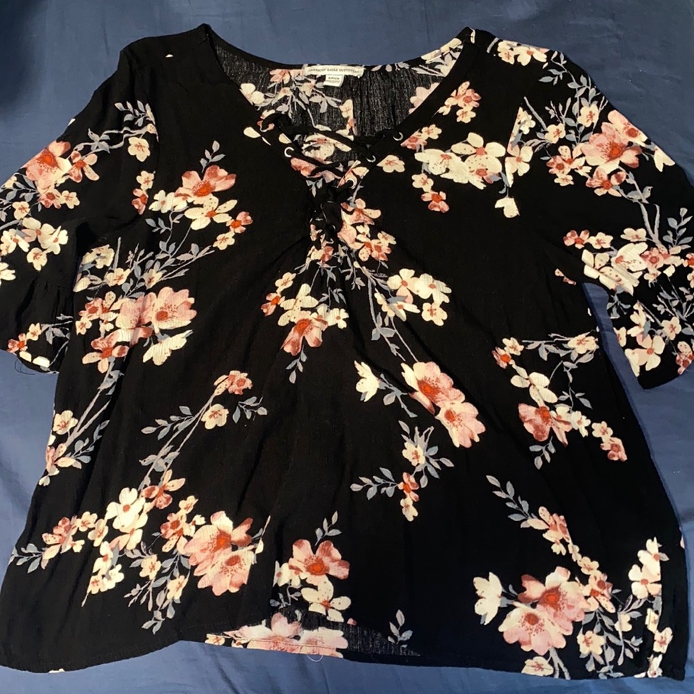 Black floral blouse size small
